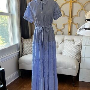 Blue Striped Maxi Dress
